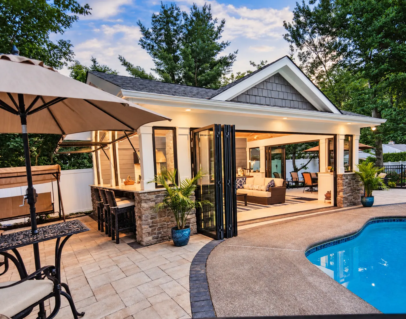 Sample aerial view of a complete outdoor living project